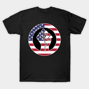 Black Lives Matter Fist Circled Flag America USA T-Shirt